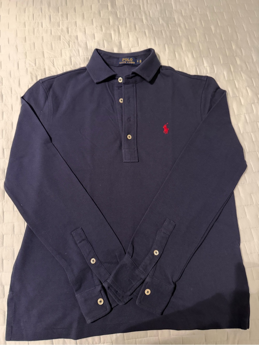 Polo by Ralph Lauren Navy Long-Sleeve Polo with Red Pony